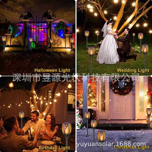 太阳能灯火把户外96led景观投光灯花园草坪地插庭院装饰感应壁灯