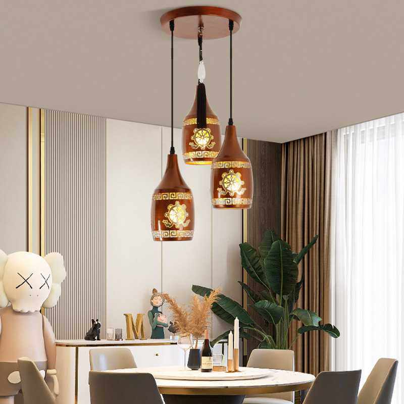 怀旧复古创意氛围三头吊灯餐厅民宿吧台玄关藏式新款雕花灯具,3C数码配件,摄像机配件,淘宝优惠券,粉丝福利购,淘宝优惠卷