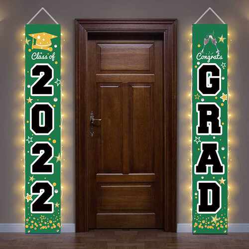 2023 新款亚马逊串灯发光毕业生对联门帘 毕业季graduation对联