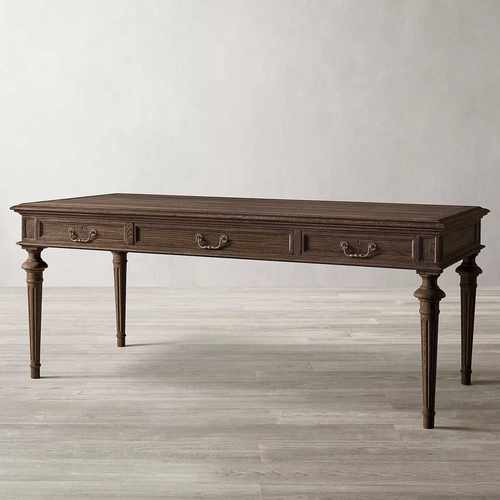 美式复古实木书桌现代书房白蜡木写字桌电脑桌简约家用学习桌