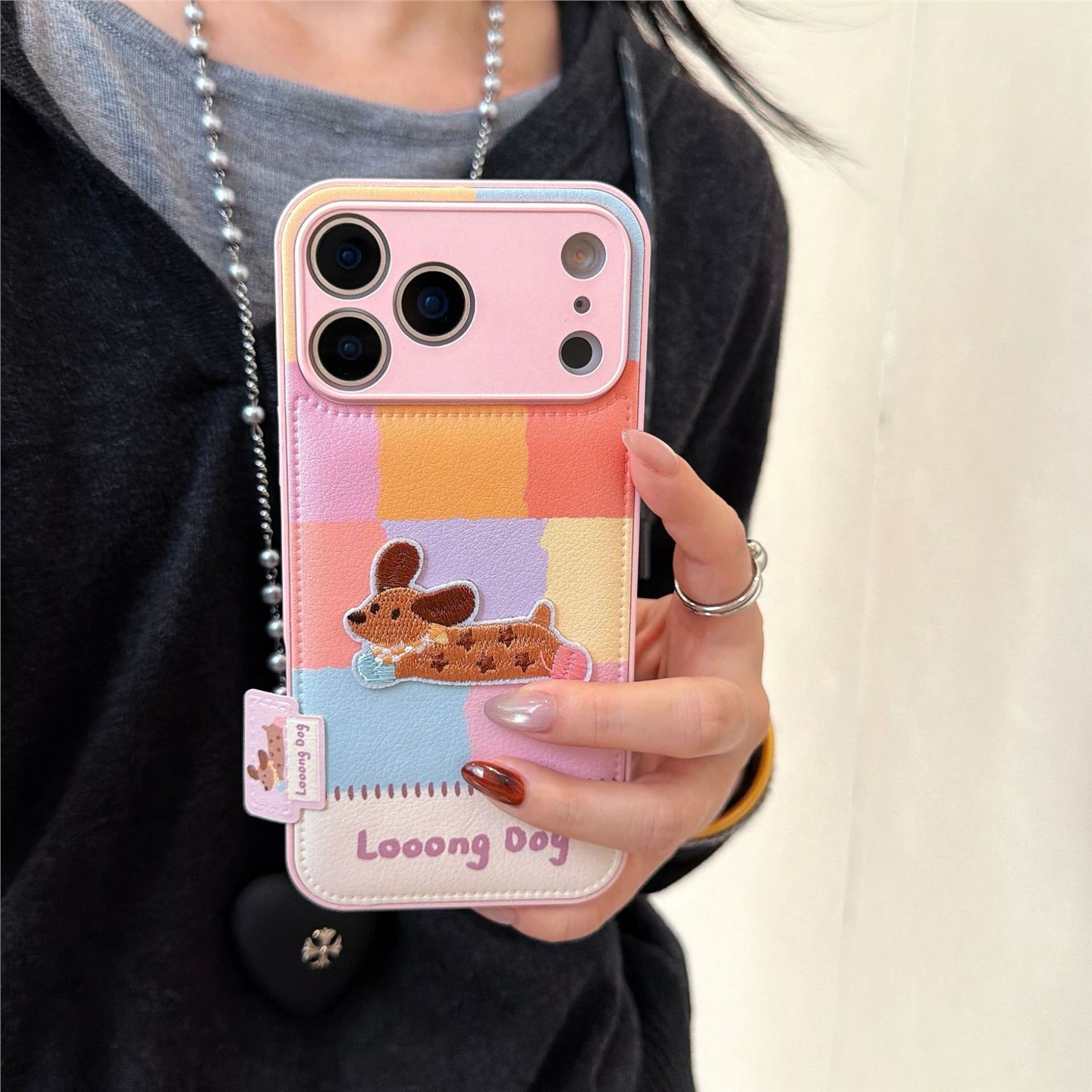 ins韩风拼接色块苹果17pro手机壳