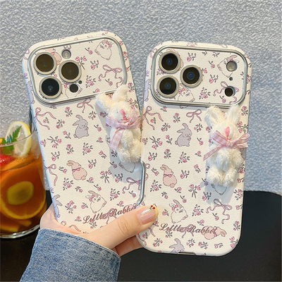 皮纹花朵蝴蝶结兔子适用苹