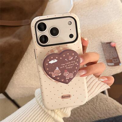 简约棕波点小狗适用苹果iP