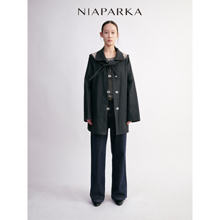 niaparka2025秋冬新款女士飞机扣廓形感风衣清冷书卷气穿搭外套