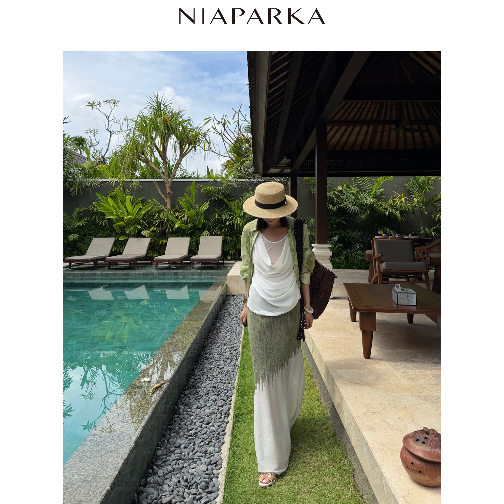 niaparka26秋冬醋酸莱赛尔鱼尾裙垂感显瘦遮胯混色透纱拼接半身裙