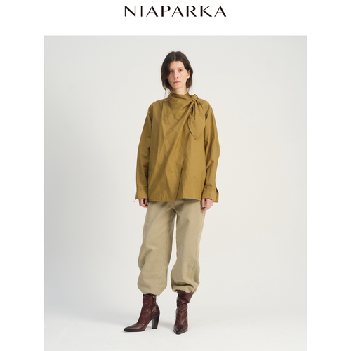 niaparka 2026秋冬新款弯刀牛仔裤弧形剪裁遮假胯 弹力水洗显腿直