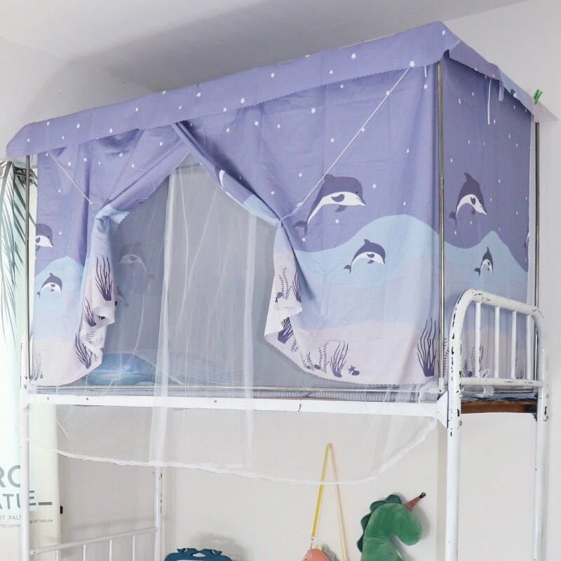 2022新款高级大学生宿舍床帘蚊帐一体式上铺下铺U遮光男女寝室两