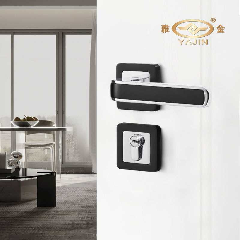 黑色现代简约室内静音房门锁 家用卧室卫生间木门通用型实心把手