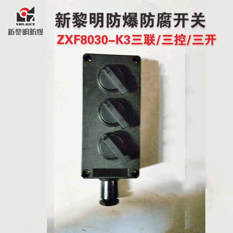 ZXF8030-K3防爆防腐照明开关上海新黎明 10A IIC级 三联 三控