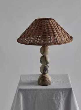 mooli home 法式中古风台灯现代轻奢别墅大理石装饰灯卧室床头灯
