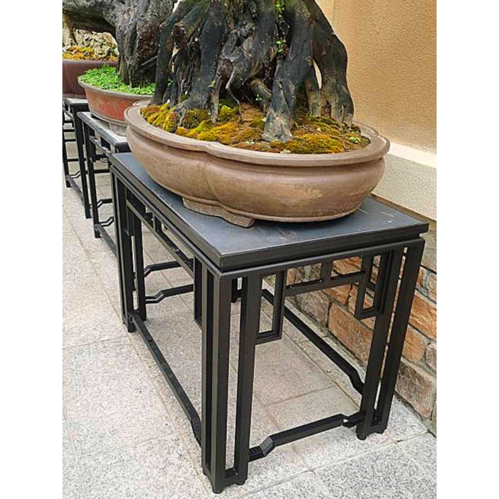 铝合金回纹花几岭南盆景罗汉松园林景观盆艺盆栽户外花园铁艺花架