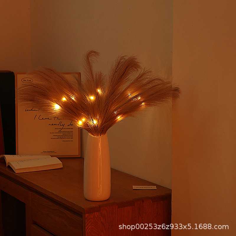 跨境潘帕斯仿真芦苇人造蒲苇灯简约婚礼家居造景假花摆件装饰灯