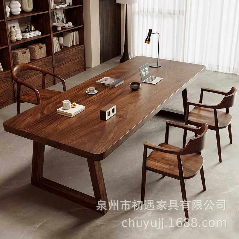 南美胡桃木高档实木书桌椅书房书法桌工作台办公学习桌客厅大长桌