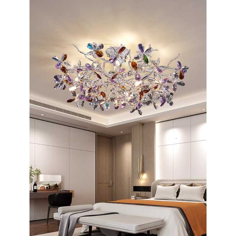轻奢吸顶水晶灯设计师艺术卧室客厅灯高档大气树枝水晶法式吸顶灯