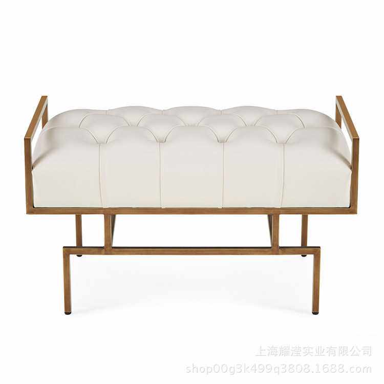 北欧不锈钢布艺拉扣床尾凳定制家具服装店软包换鞋凳样休息凳