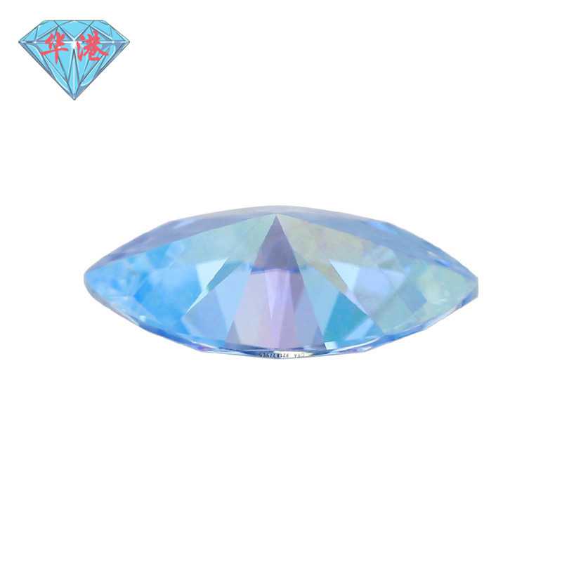 华港宝石 海蓝色莫桑钻裸石马眼 树叶型戒面莫桑石裸石合成碳硅石