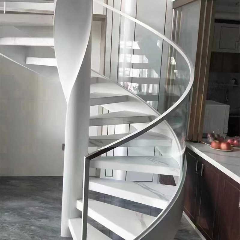 高端不锈钢旋转楼梯室内卷板家用别墅弧形复式轻奢轻奢风
