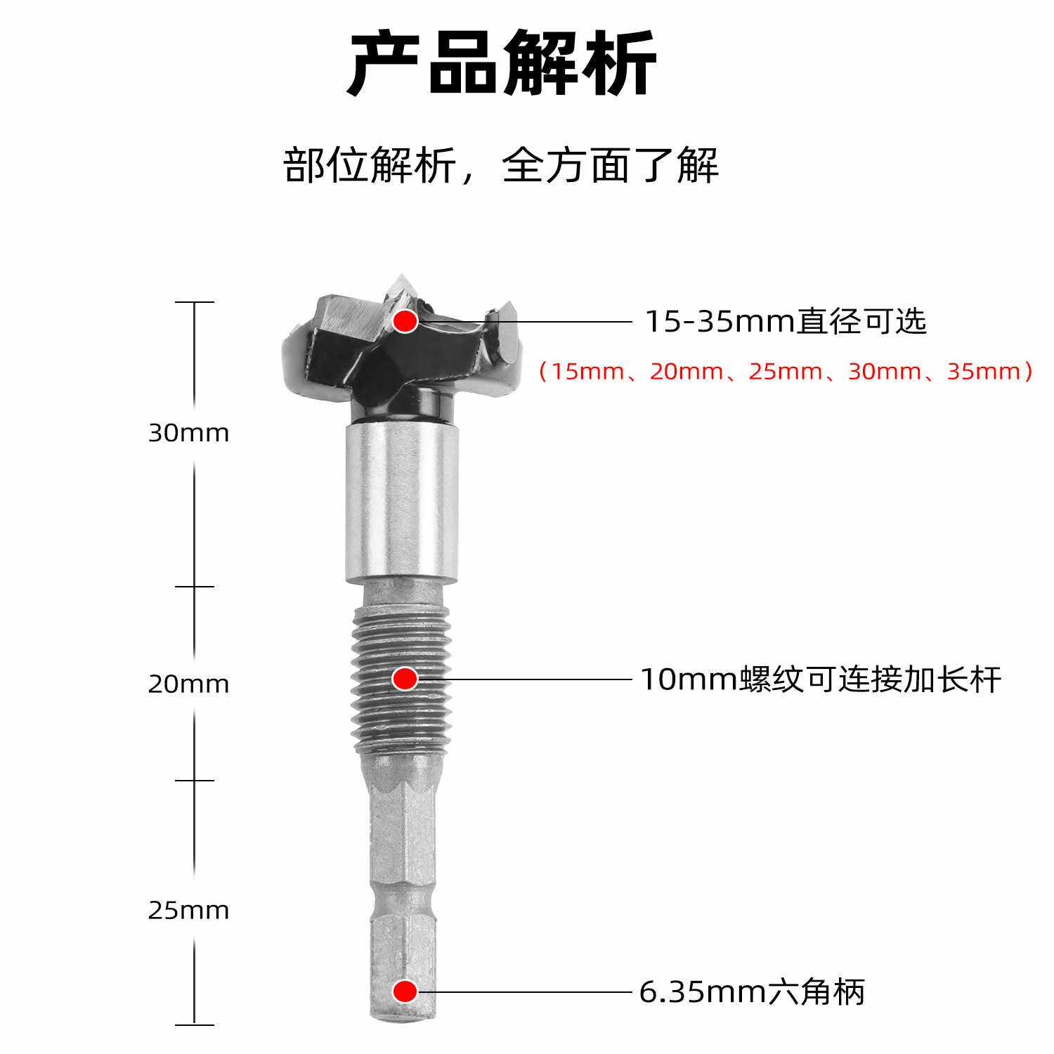 四合一木工开孔器套装电扳手电钻打孔合金门板打孔器木板扩孔器