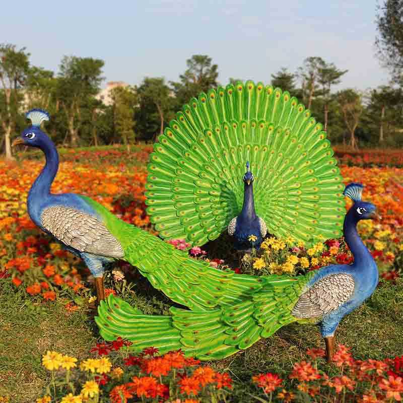 户外园林景观公园绿化造景树脂工艺品仿真孔雀摆件玻璃钢动物雕塑