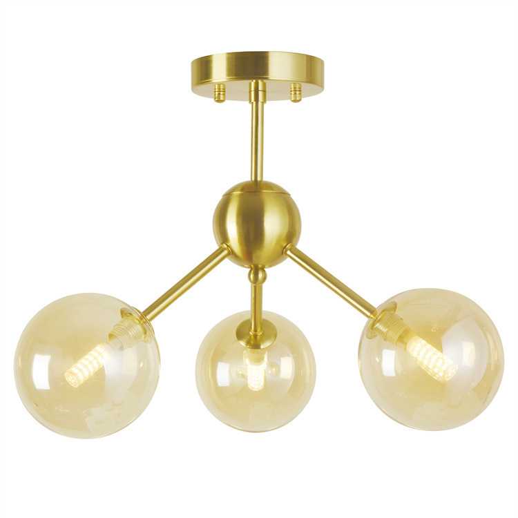 北欧艺术三头玻璃圆球吸顶灯温馨卧室客厅餐厅设计师led圆形灯具