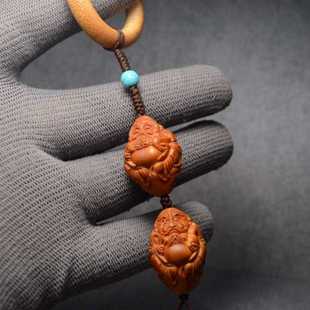 厂家直供橄榄核雕刻竹环钟馗达摩挂件挂饰核雕钟馗达摩文玩收藏