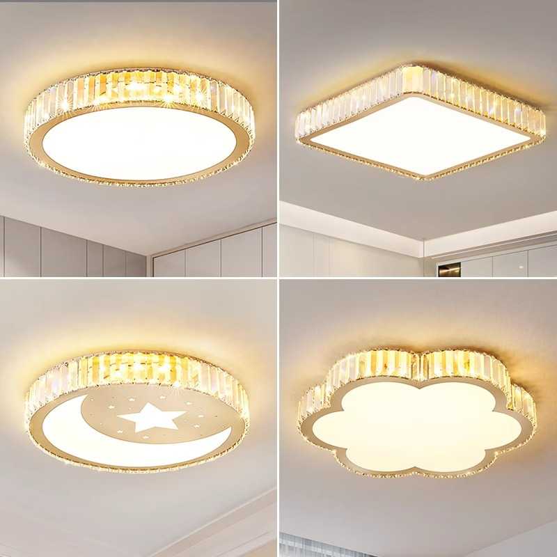 卧室灯轻奢房间书房圆形水晶吸顶灯新款现代简约温馨浪漫主卧灯具