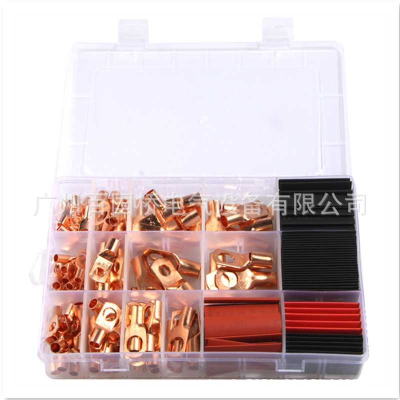 铜鼻子120pcs盒装 SC6-SC35窥口接线端子 +120红黑热缩管组合套装