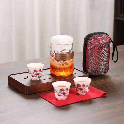 陶瓷快客杯旅行茶具一壶三杯功夫便携式小套装户外玻璃快客公道杯