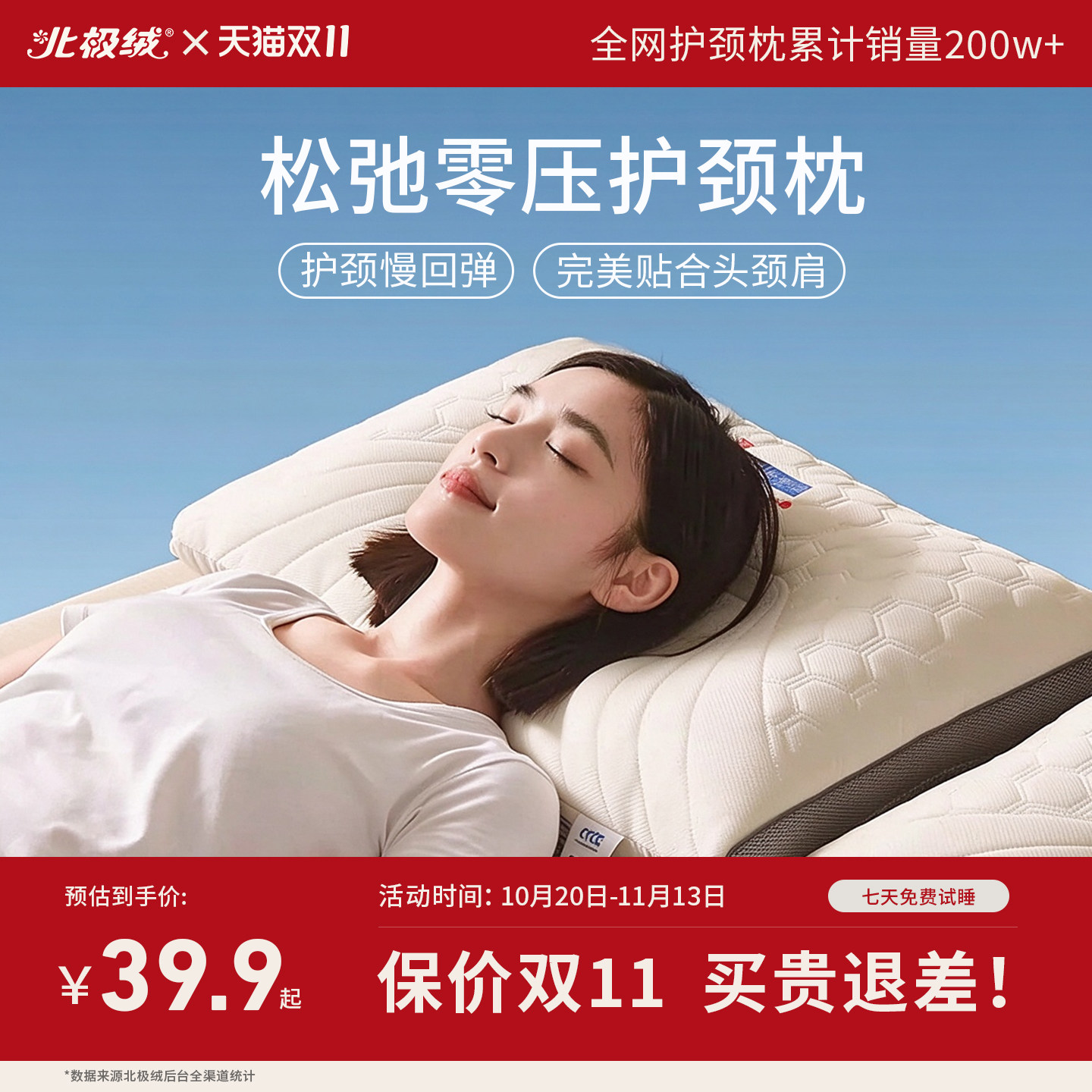 北极绒枕头护颈椎助睡眠官方旗舰店一对枕芯酒店专用成人好眠零压