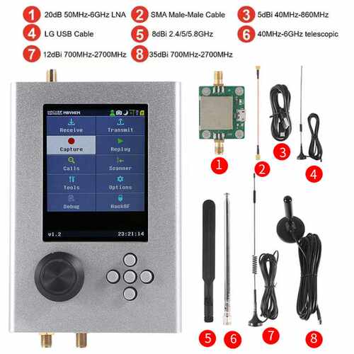 hackrf 3.2 英寸触摸屏Mayhem升级HackRF One V1.7.3Portapack H2