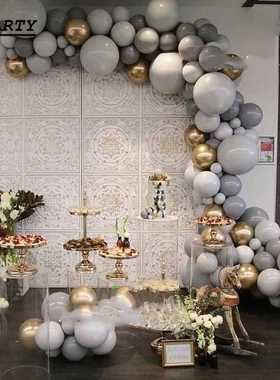 跨境热销18寸灰色气球套装 婚庆生日派对装饰气球链网红气球