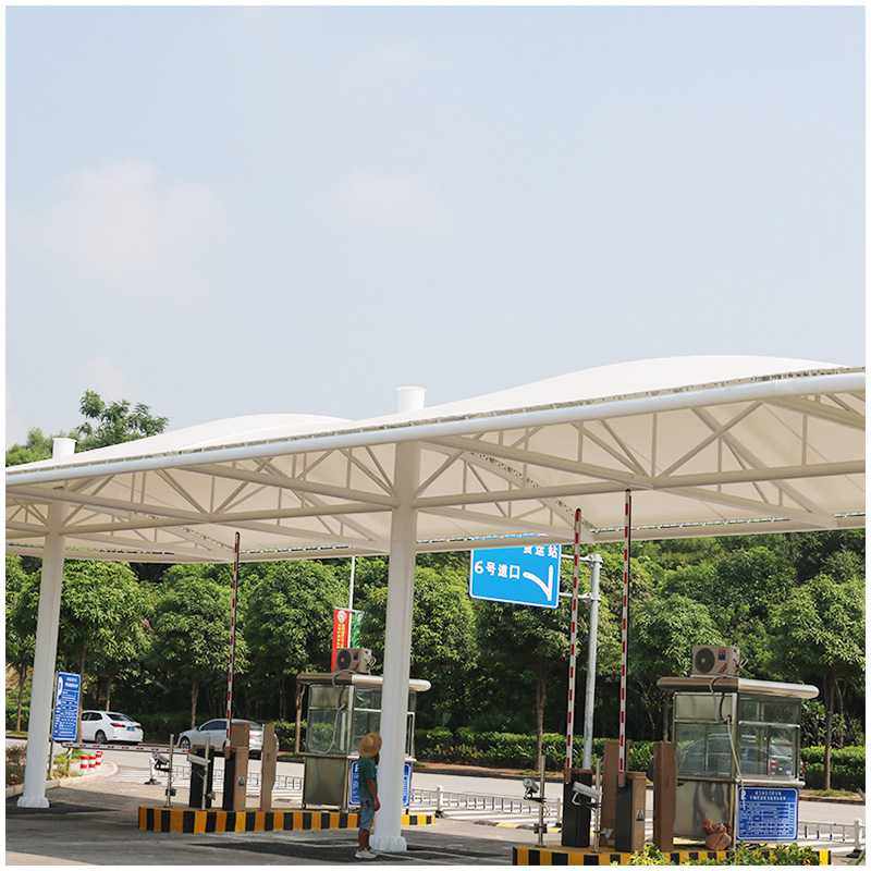 南宁机场停车场入口遮阳钢膜结构 高速路钢膜结构遮阳棚工程来图