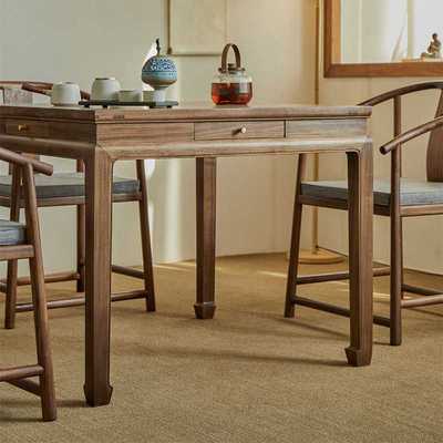 新中式黑胡桃木实木方桌八仙桌正方形餐桌椅组合四人喝茶桌棋牌桌