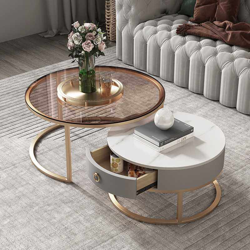 小户型岩板玻璃茶色茶几客厅家用网红轻奢现代简约圆形组合小茶桌,3C数码配件,摄像机配件,淘宝优惠券,粉丝福利购,淘宝优惠卷