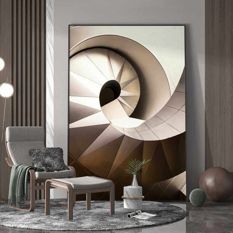 现代轻奢抽象客厅玄关装饰画暖色空间感背景墙壁铝合金竖版挂画