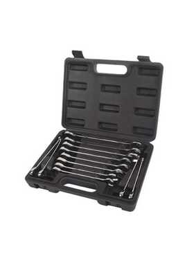 钢盾工具  12件套公制精抛光棘开两用长快扳组套S018602