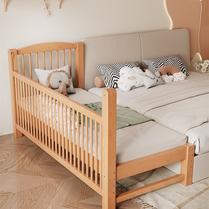 榉木拼接床可升降护栏儿童床拼接床婴儿床拼接大床加宽床宝宝小床,住宅家具,儿童拼接床,淘宝优惠券,粉丝福利购,淘宝优惠卷