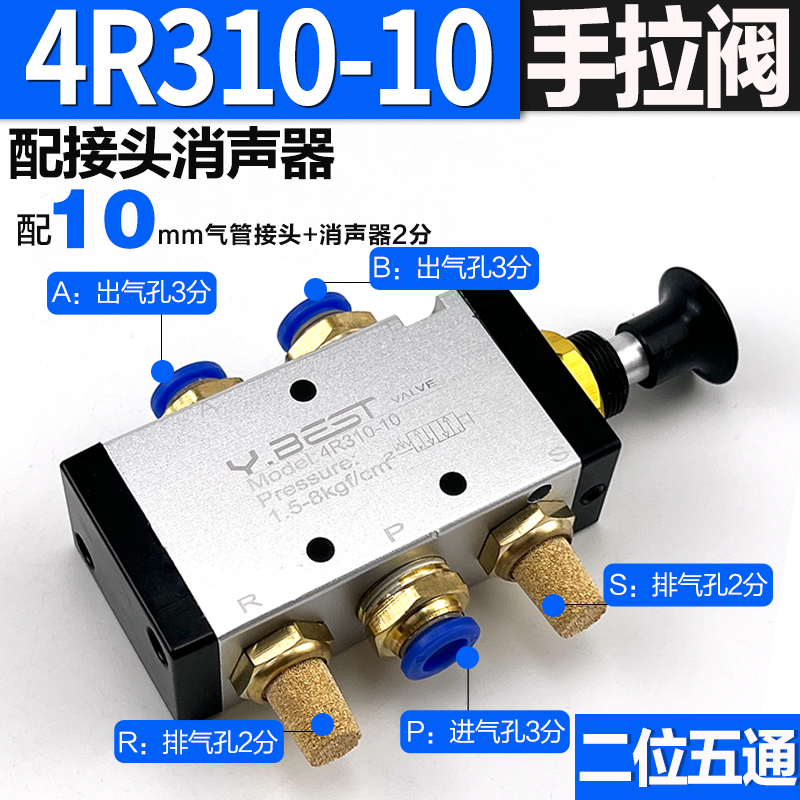 气动手拉阀3R2g10 4H210-08气缸手板阀4H310气控换向阀4R310手动