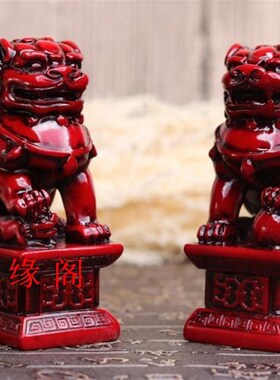 金色狮子摆件白玉看狮工艺品桌面摆K件酒店办公室摆放书房