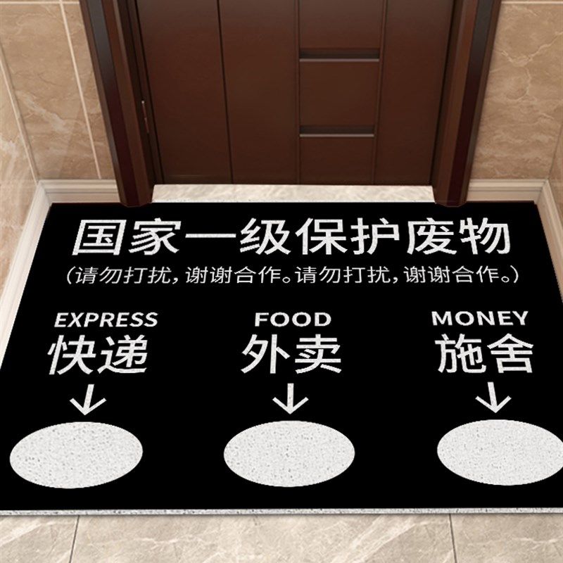 国家一级保护废物地垫入户进门口玄关丝圈地毯个性防滑蹭土脚垫子,居家布艺,入户地垫,淘宝优惠券,粉丝福利购,淘宝优惠卷