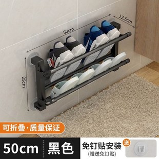 门上鞋架门后挂式免打孔壁挂超薄超窄多层可折叠金属自由组合