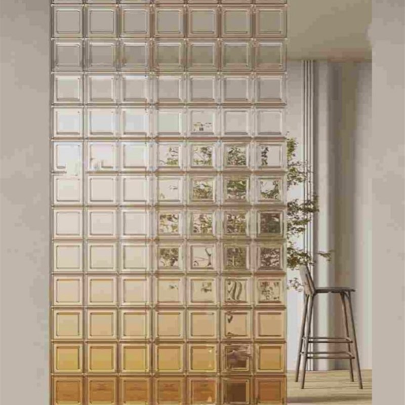 烤漆渐变彩色 太阳纹内彩色定制玻E璃砖方砖卫生间客厅隔断透光