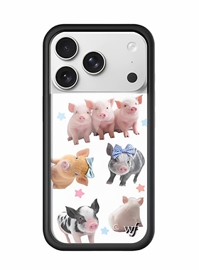 适用Wildflow三只小猪苹果iPhone17Promax可爱iphone16/15/14/13/12/Pro/Max艺术防摔手机壳黑边ins明星同款
