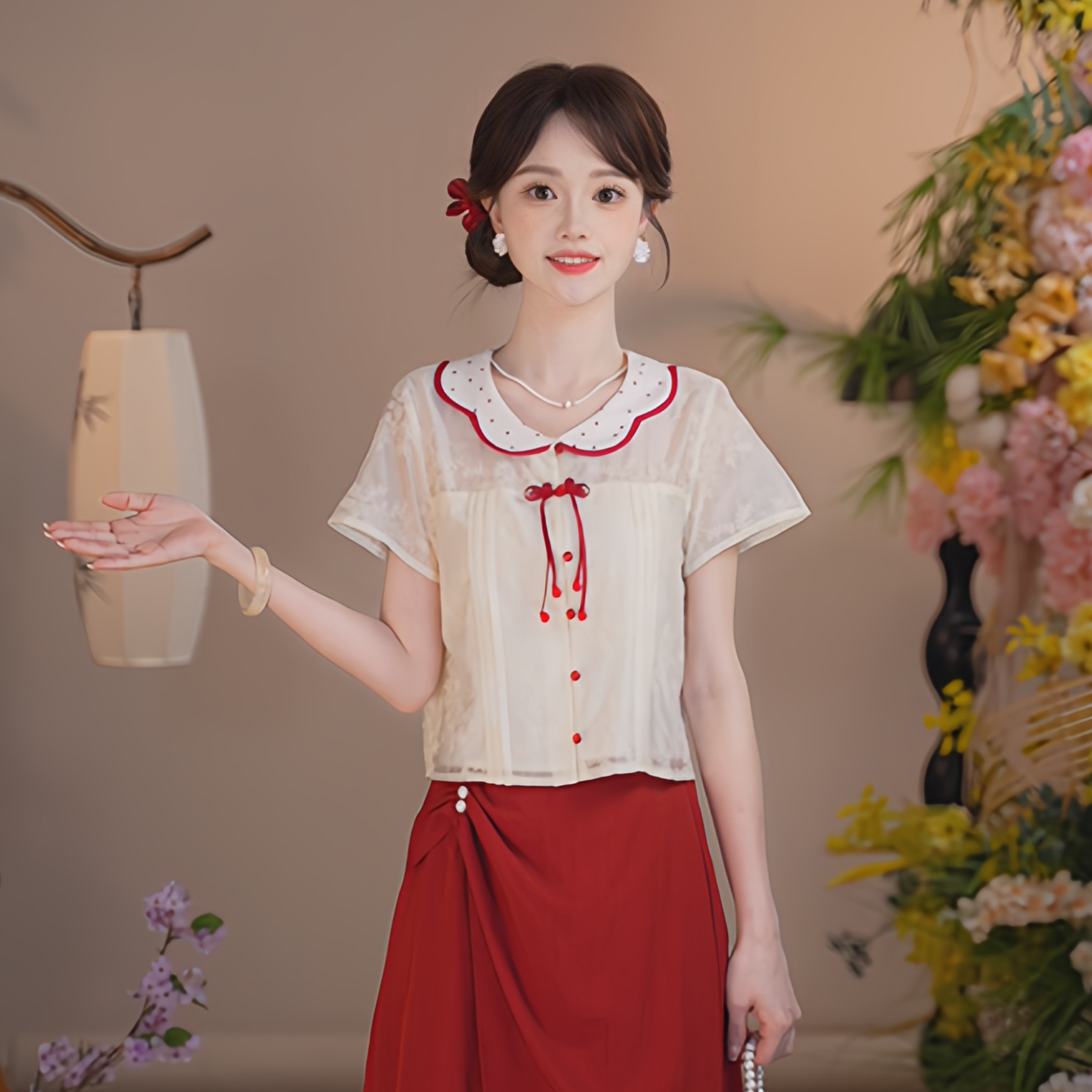 瑶西知棠观月汉服刺绣显瘦套装图片