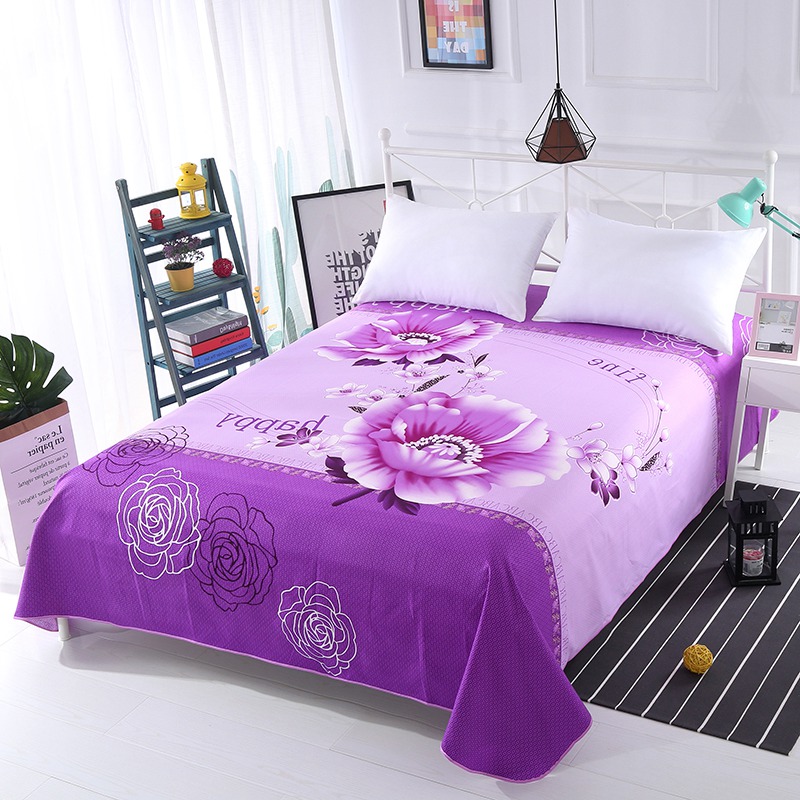 新款3D床单单件磨毛粉色加u厚加密亲肤双人床单老式大版花240x245