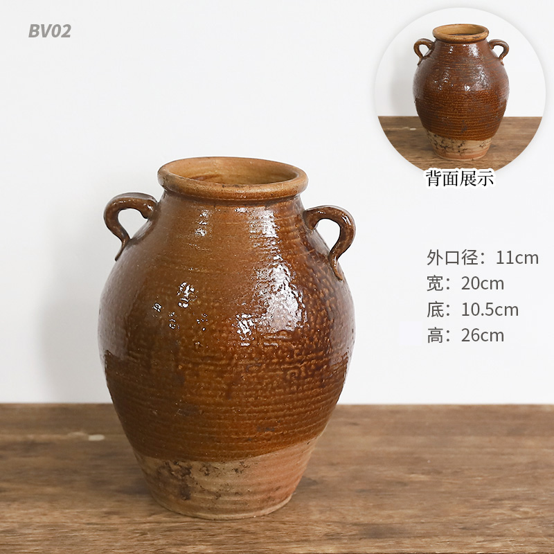旧物老坛子陶罐金缮修复老物件坛C子老缸花器禅意中式插花器皿陶