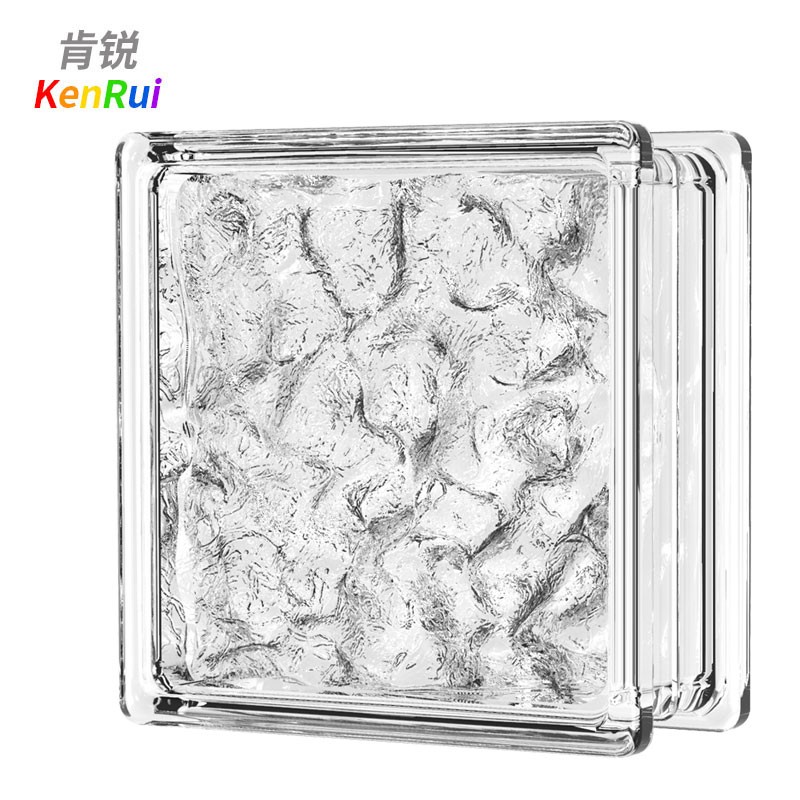 肯锐冰晶纹玻璃砖隔断墙透明方形卫生间浴室磨砂V玄关空心水晶砖