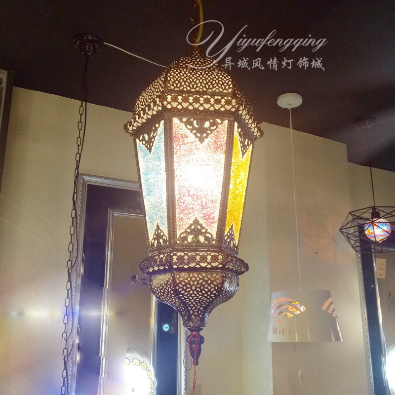 摩洛哥土耳其复古创意手工泰式漫咖啡厅餐厅走廊卡座装.饰铁艺吊