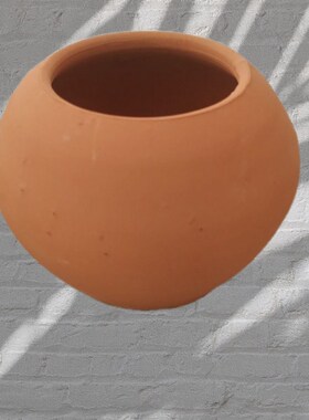 纯手工红陶c土罐聚宝盆家用招财钵形乔迁新居玄关客厅摆件陶罐无