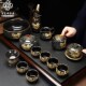 新款 窑变黑釉镶金建盏功夫茶具套组金龙腾家用茶杯盖碗整套 中式